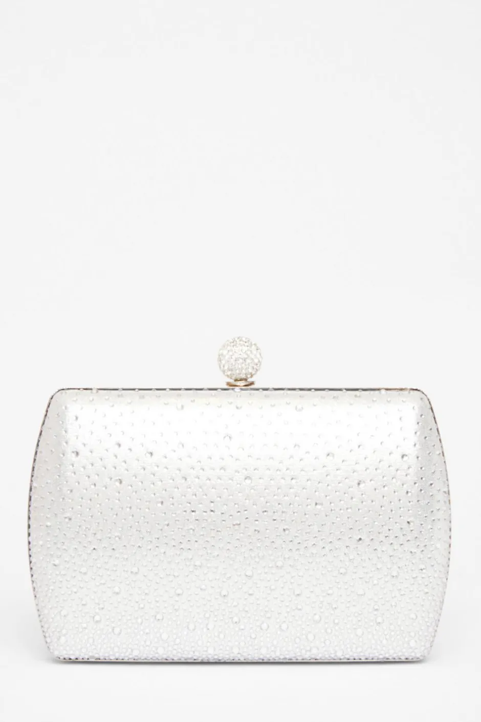 Quiz Diamante Curve Box Bag Silver