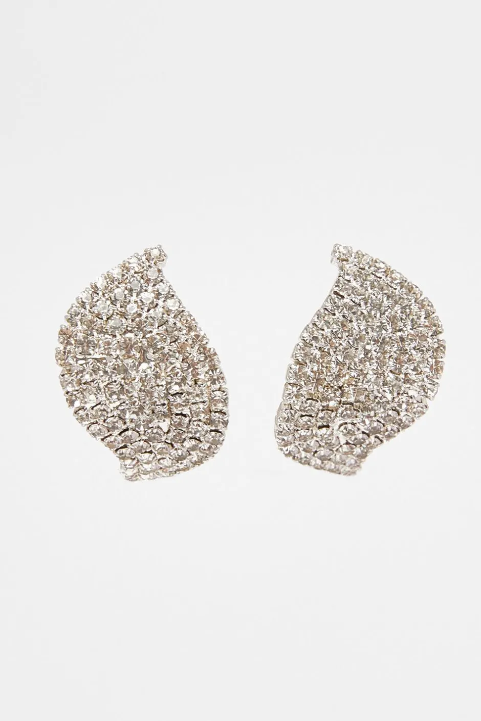 Quiz Silver Diamante Curve Earrings New