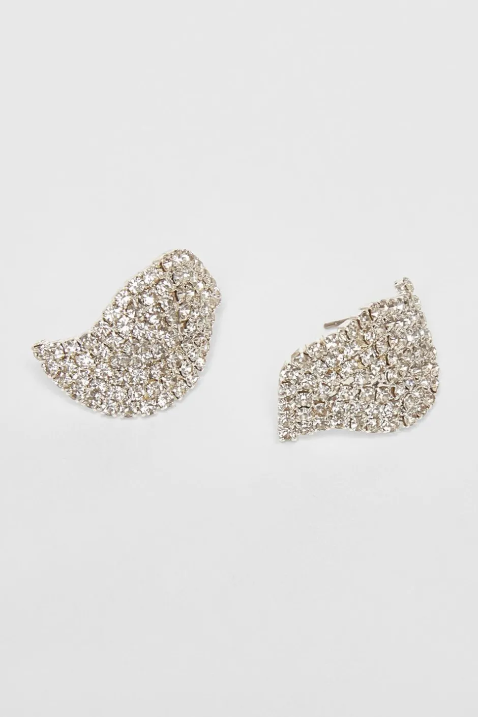 Quiz Silver Diamante Curve Earrings New