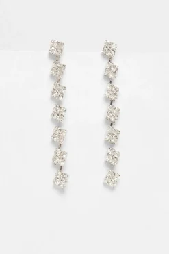 Quiz Silver Diamante Drop Earrings Hot