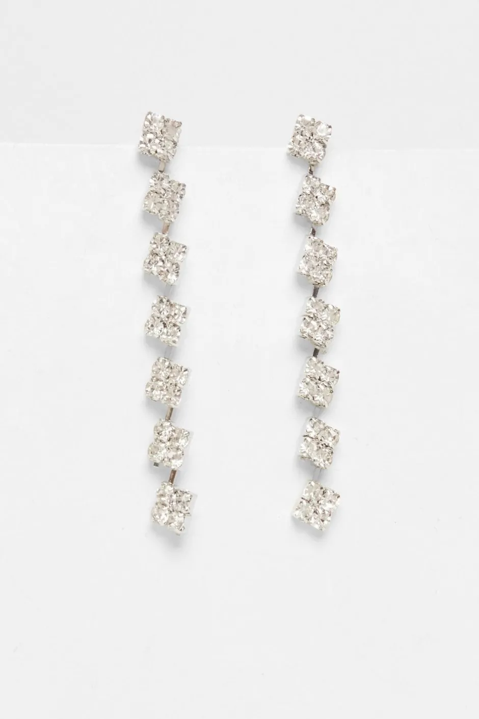 Quiz Silver Diamante Drop Earrings Hot