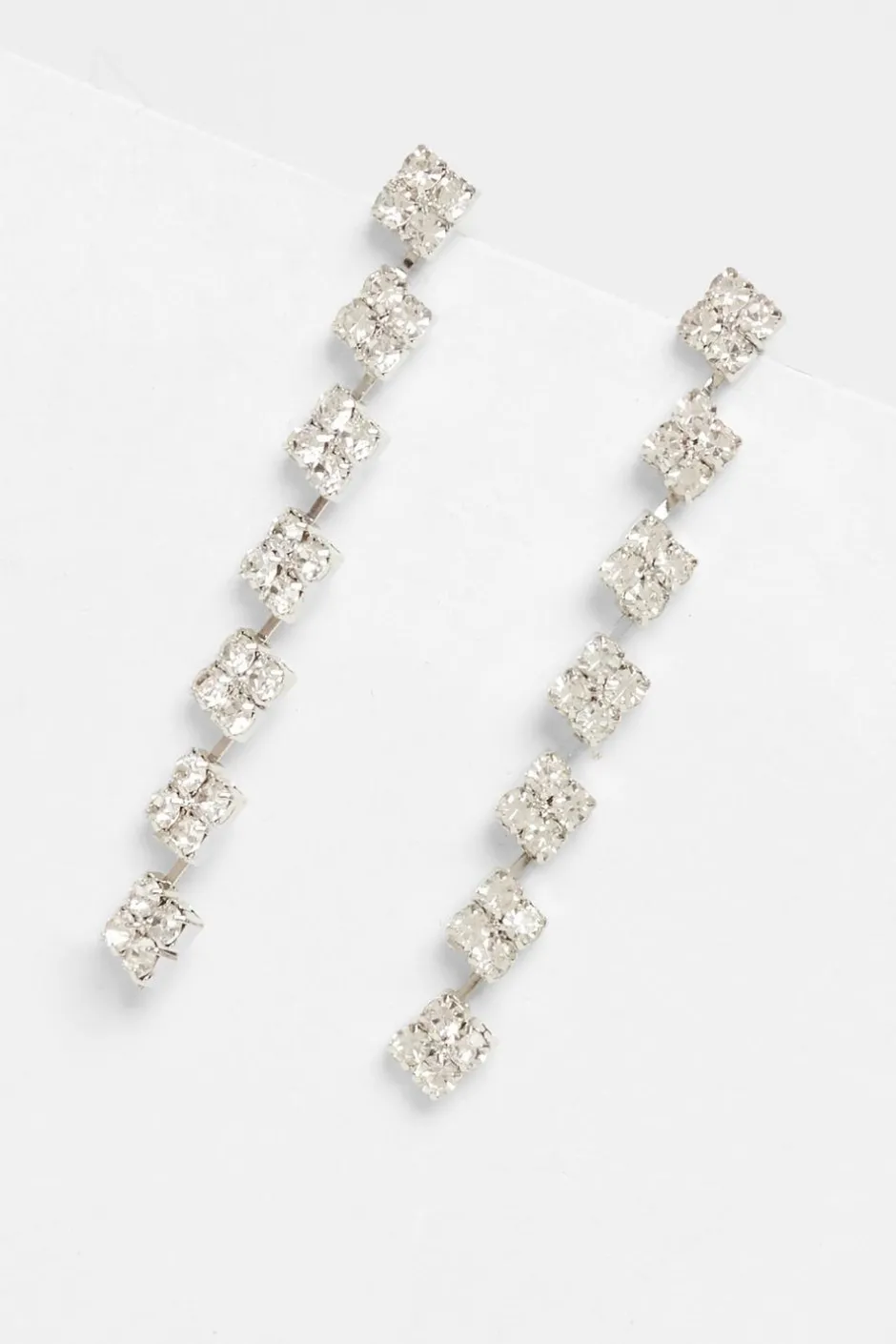 Quiz Silver Diamante Drop Earrings Hot