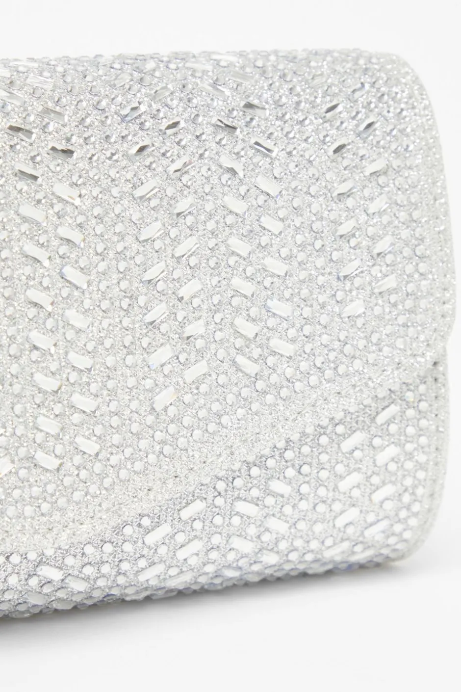 Quiz Diamante Envelope Clutch Bag Silver Discount