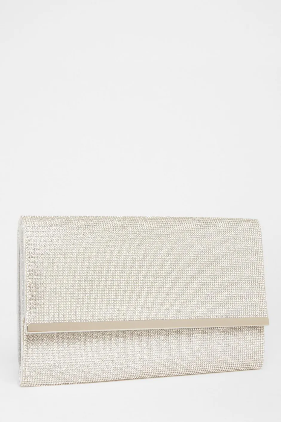 Quiz Silver Diamante Envelope Clutch Bag Hot