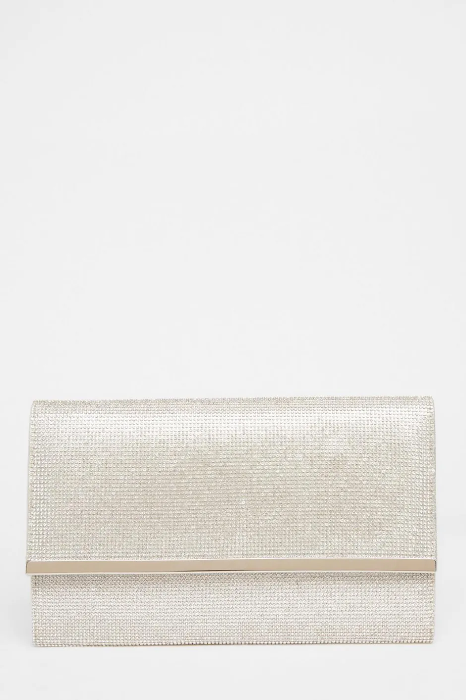 Quiz Silver Diamante Envelope Clutch Bag Hot
