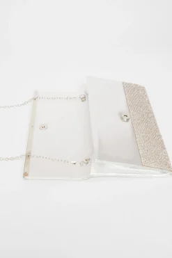 Quiz Silver Diamante Envelope Clutch Bag Hot