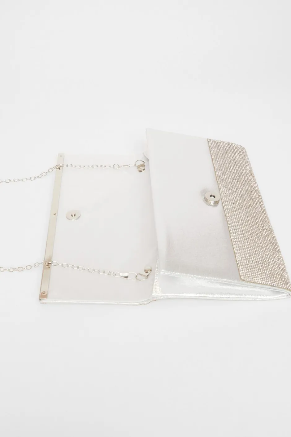 Quiz Silver Diamante Envelope Clutch Bag Hot