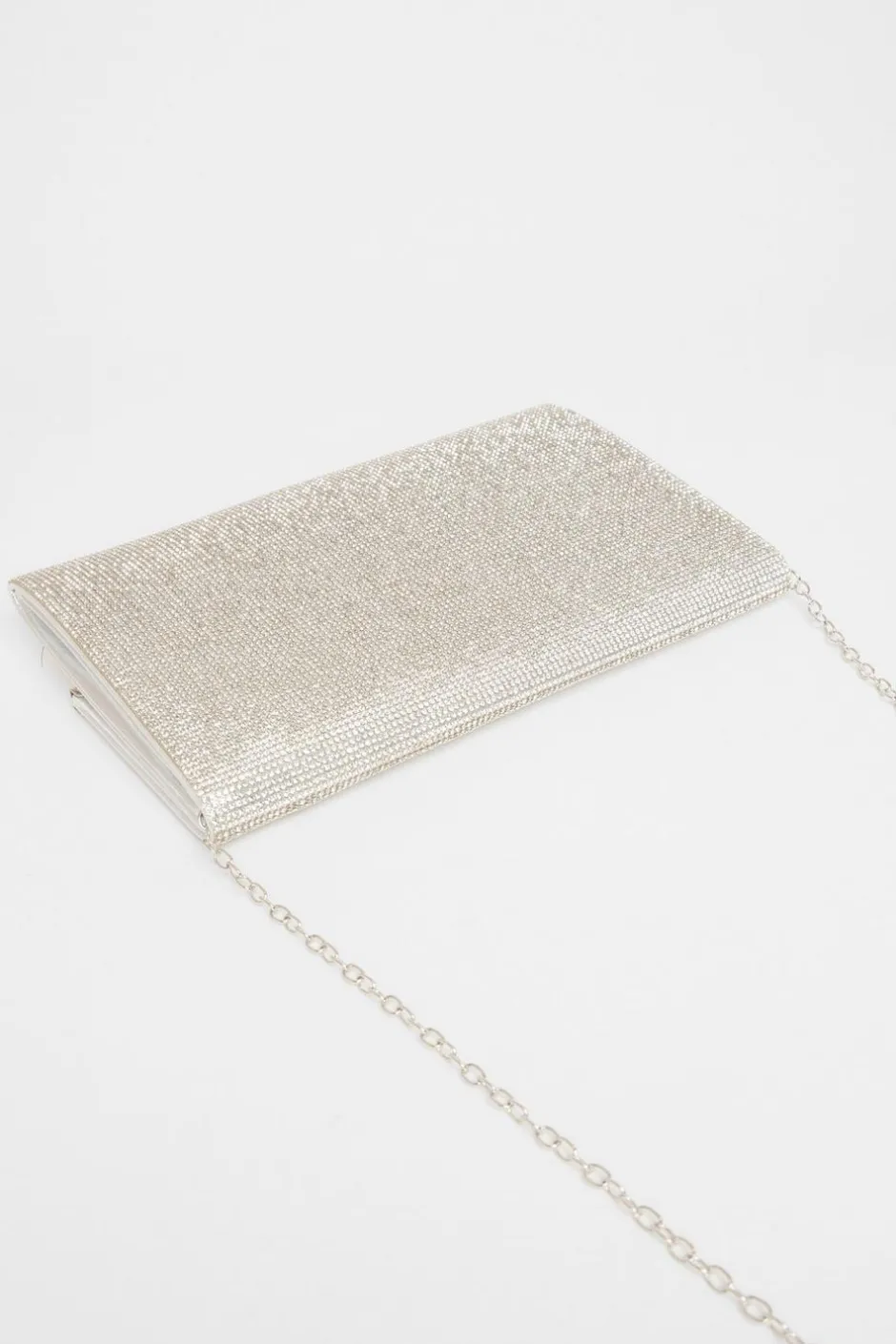 Quiz Silver Diamante Envelope Clutch Bag Hot