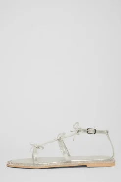 Quiz Silver Diamante Flat Sandals Outlet
