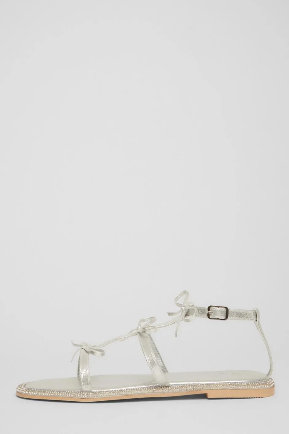Quiz Silver Diamante Flat Sandals Outlet