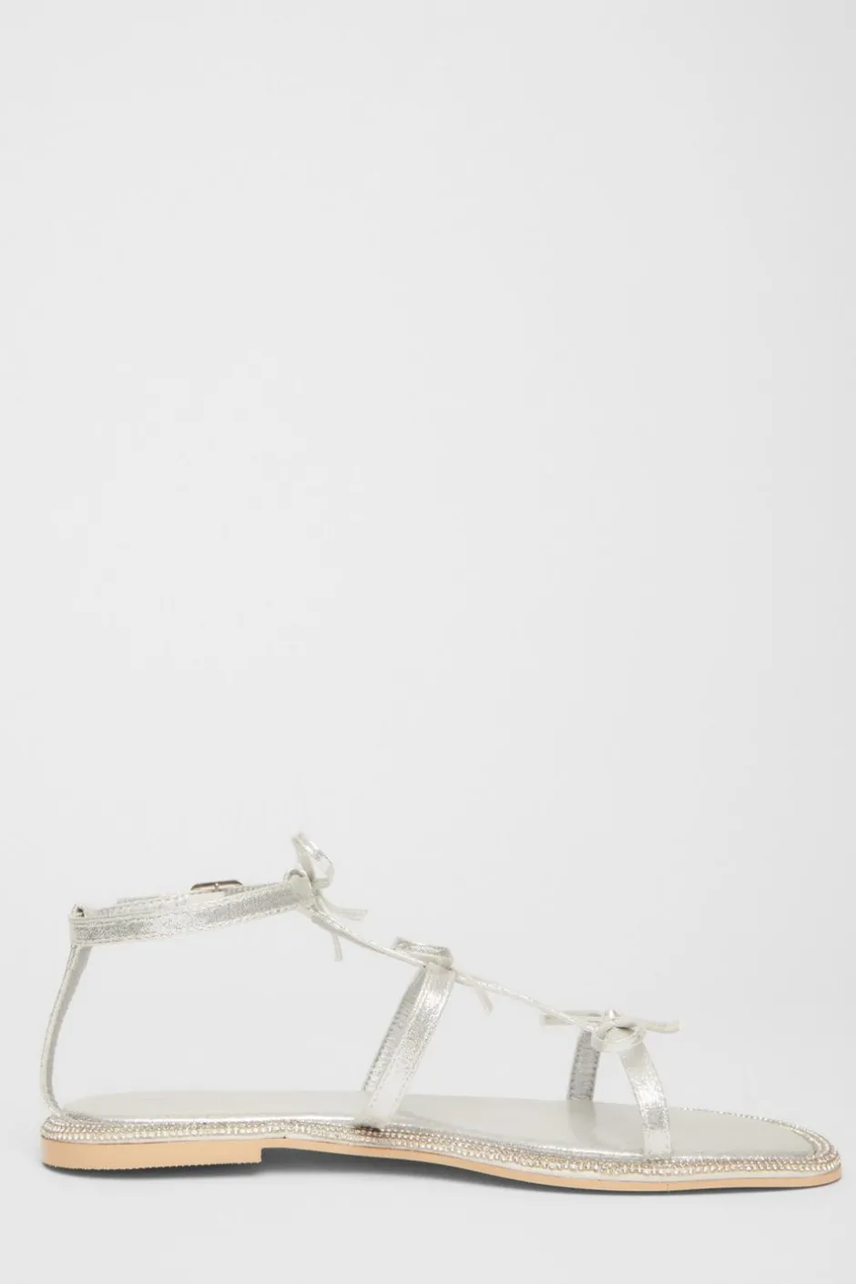 Quiz Silver Diamante Flat Sandals Outlet