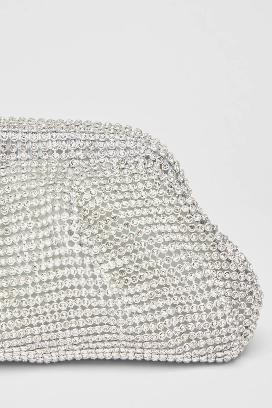 Quiz Diamante Gathered Pouch Bag Silver Hot
