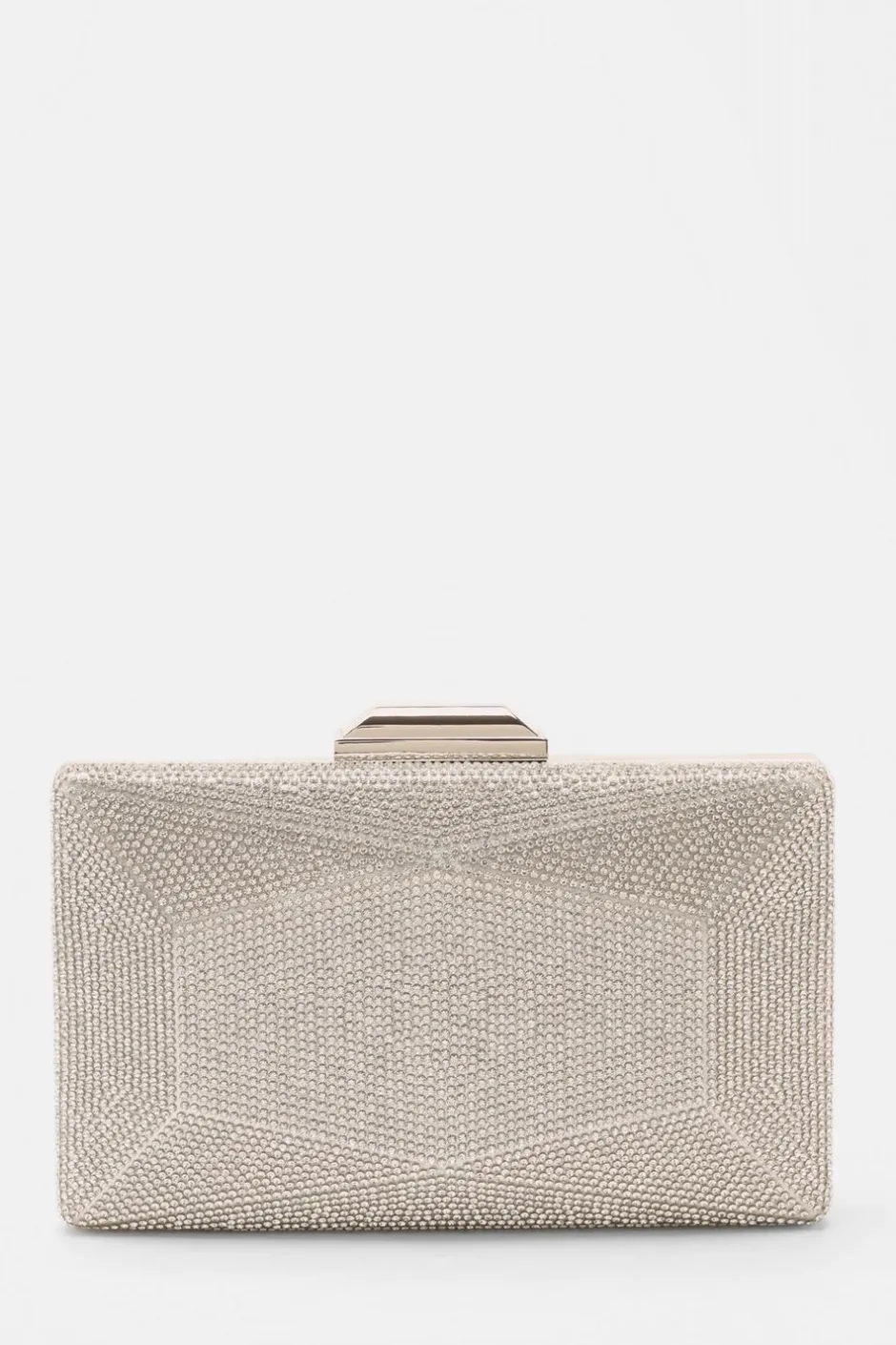 Quiz Diamante Geometric Box Bag Silver Clearance