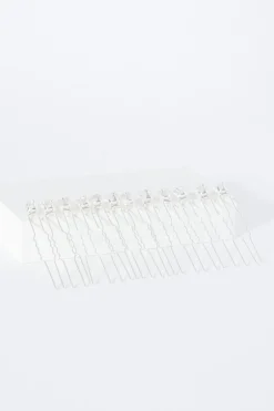 Quiz Silver Diamante Hair Pins