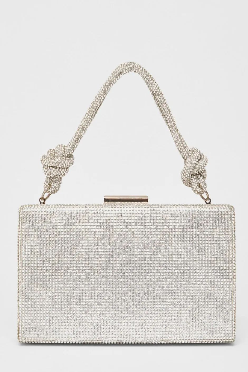 Quiz Silver Diamante Knot Top Handle Bag Clearance