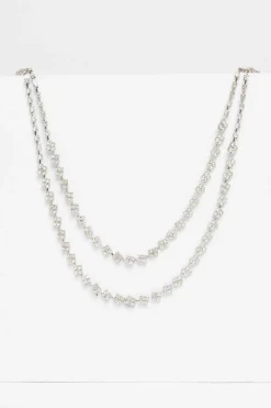 Quiz Silver Diamante Layered Necklace Sale