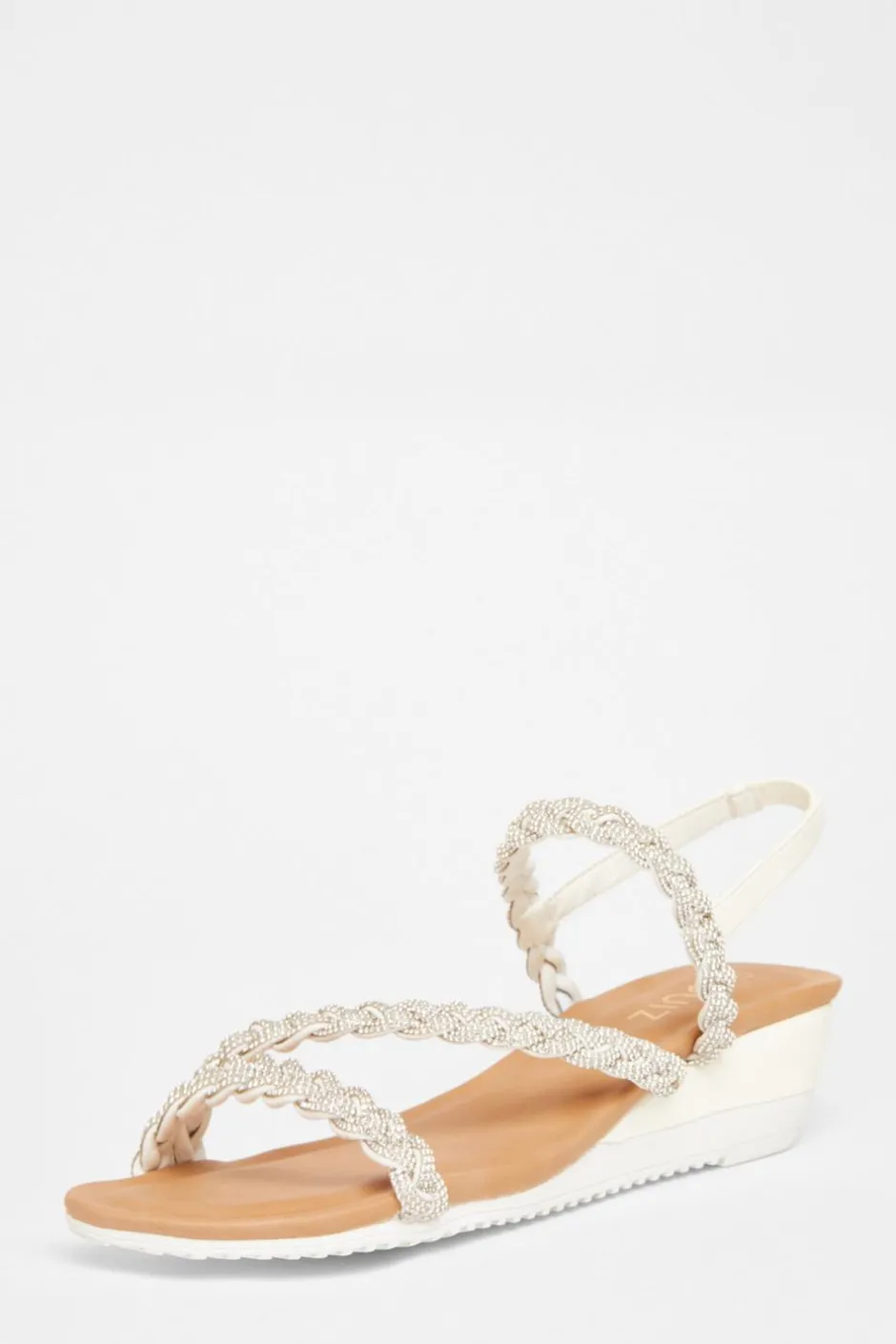 Quiz Silver Diamante Low Wedge Sandals Hot
