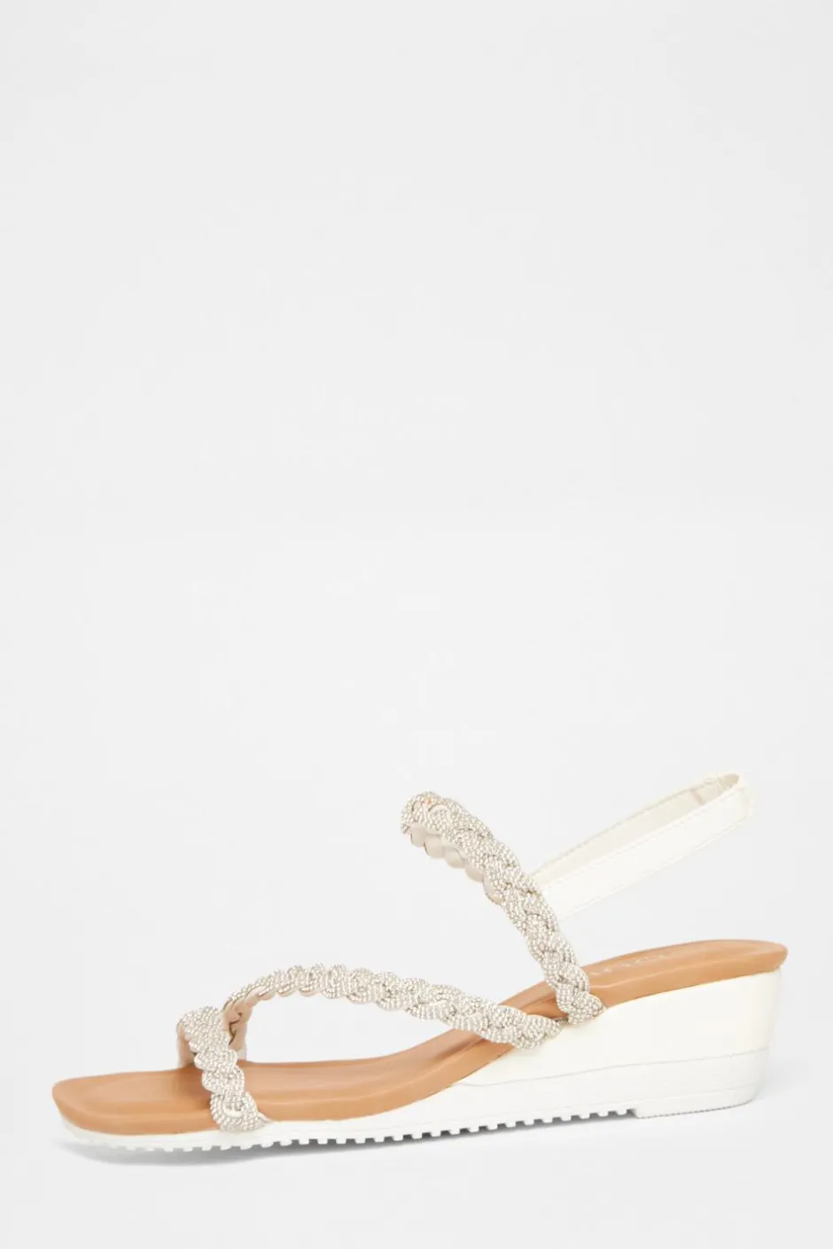 Quiz Silver Diamante Low Wedge Sandals Hot