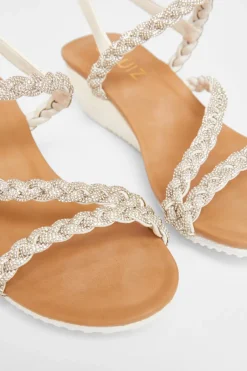 Quiz Silver Diamante Low Wedge Sandals Hot