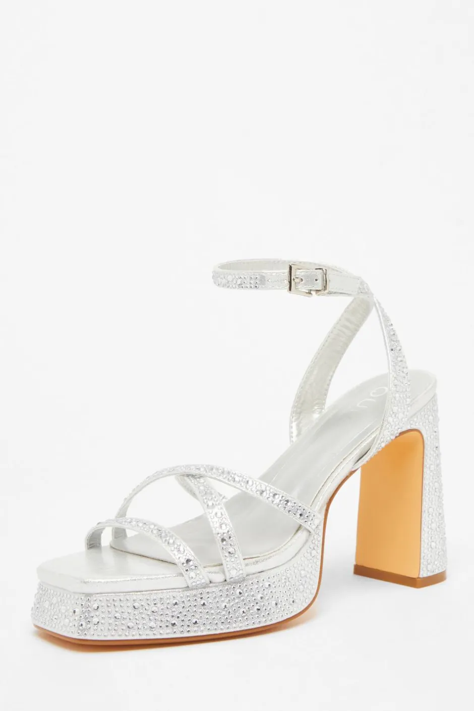 Quiz Diamante Platform Heels Silver Hot