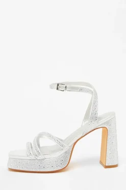 Quiz Diamante Platform Heels Silver Hot