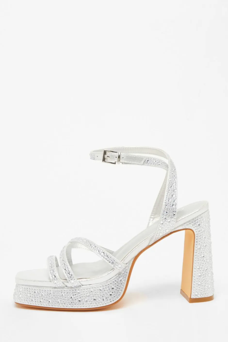 Quiz Diamante Platform Heels Silver Hot