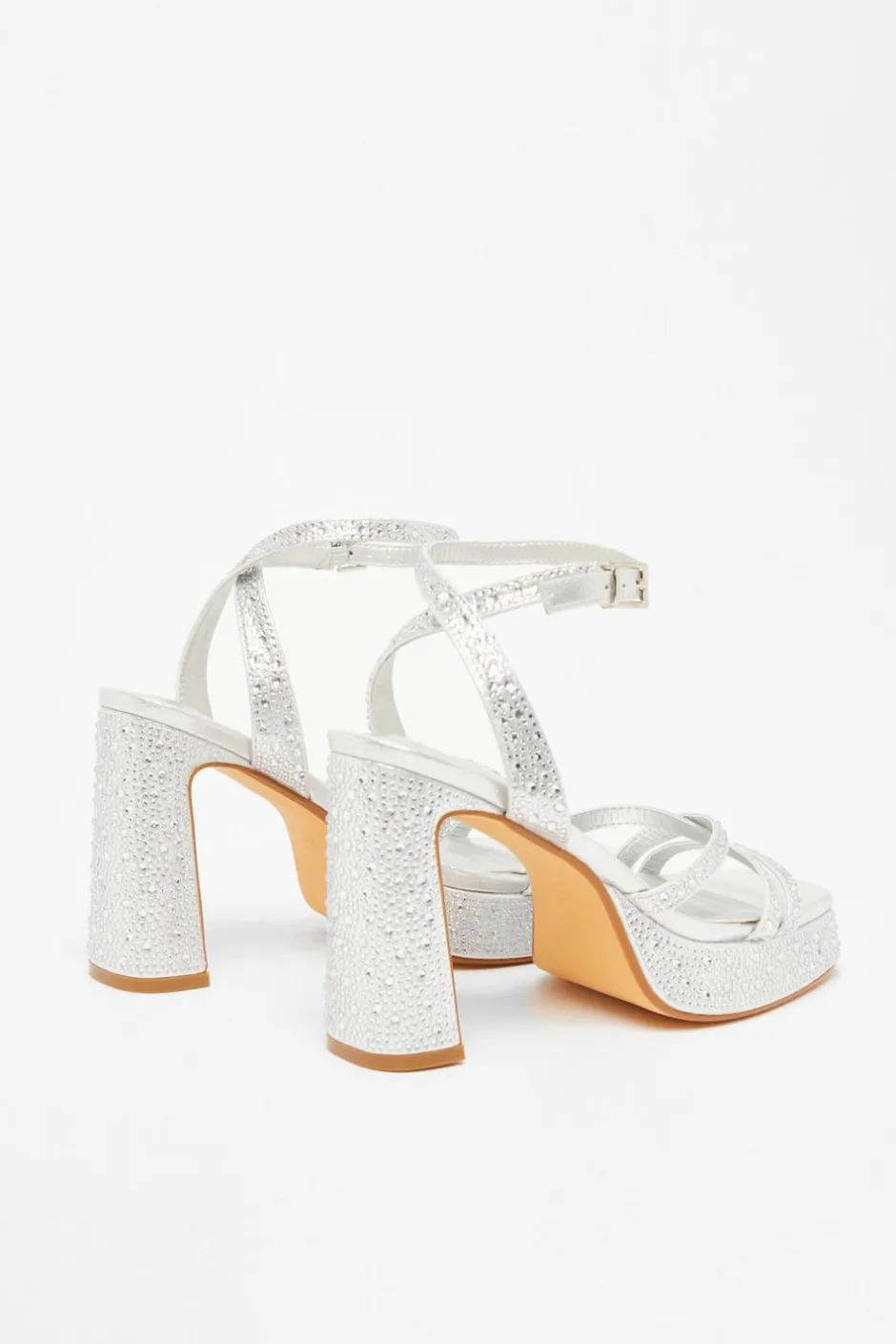 Quiz Diamante Platform Heels Silver Hot
