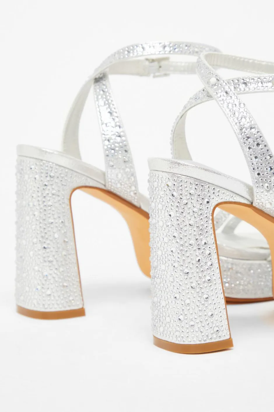 Quiz Diamante Platform Heels Silver Hot