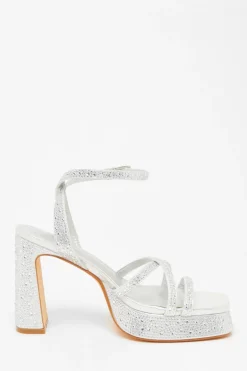 Quiz Diamante Platform Heels Silver Hot