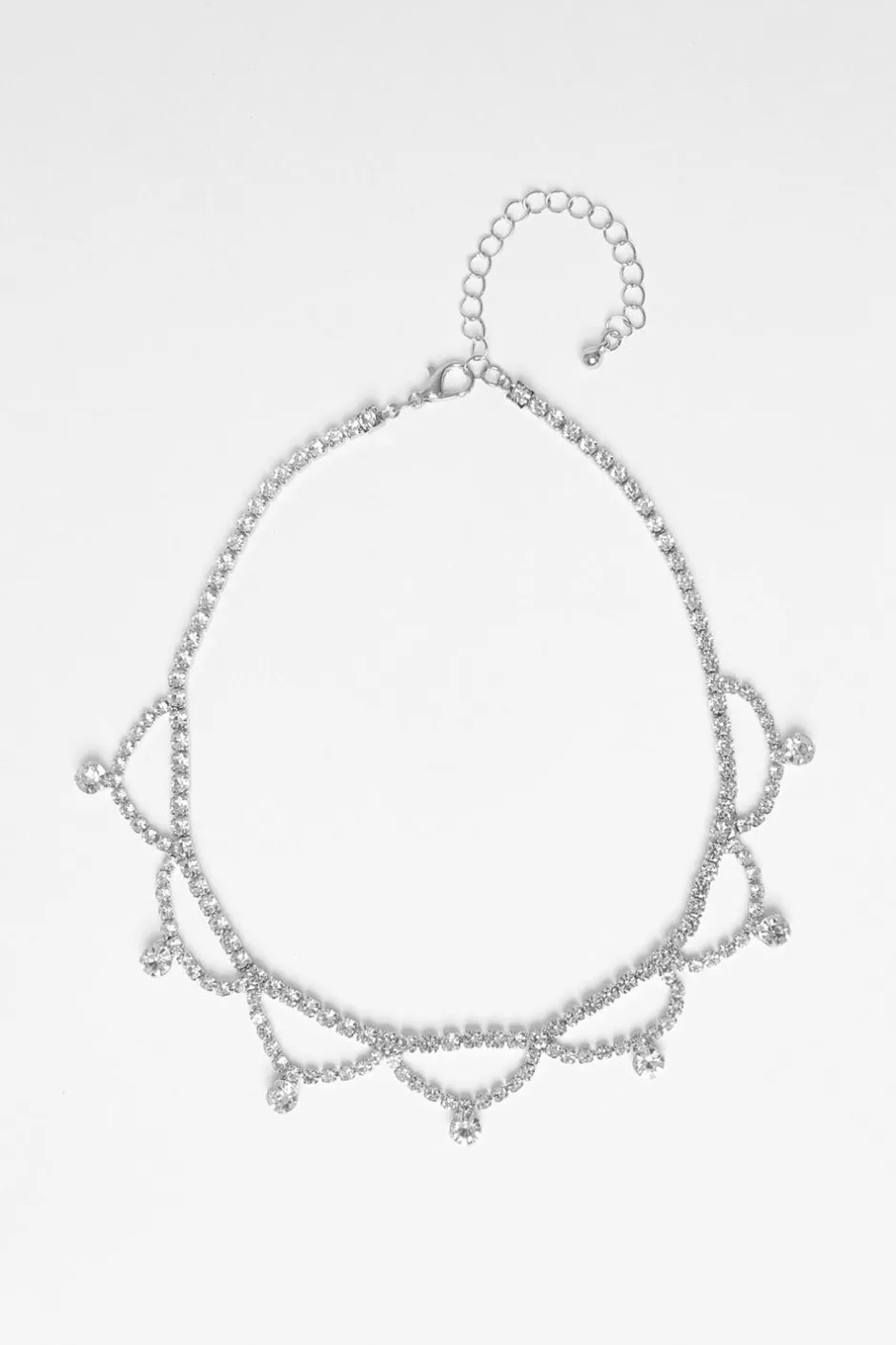 Quiz Diamante Scalloped Choker Silver Discount