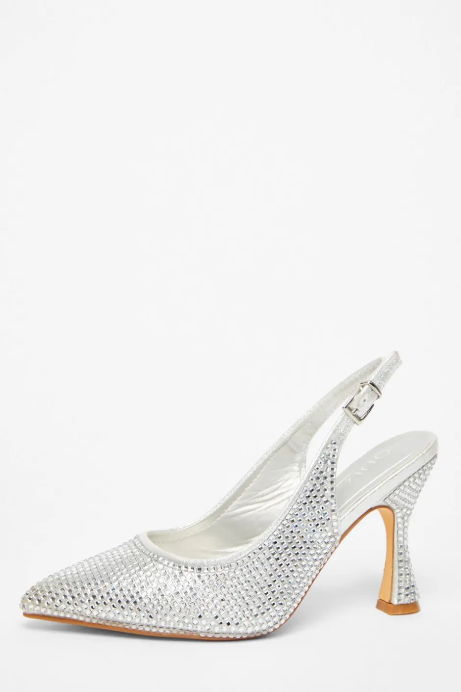 Quiz Silver Diamante Sling Back Court Heels Best