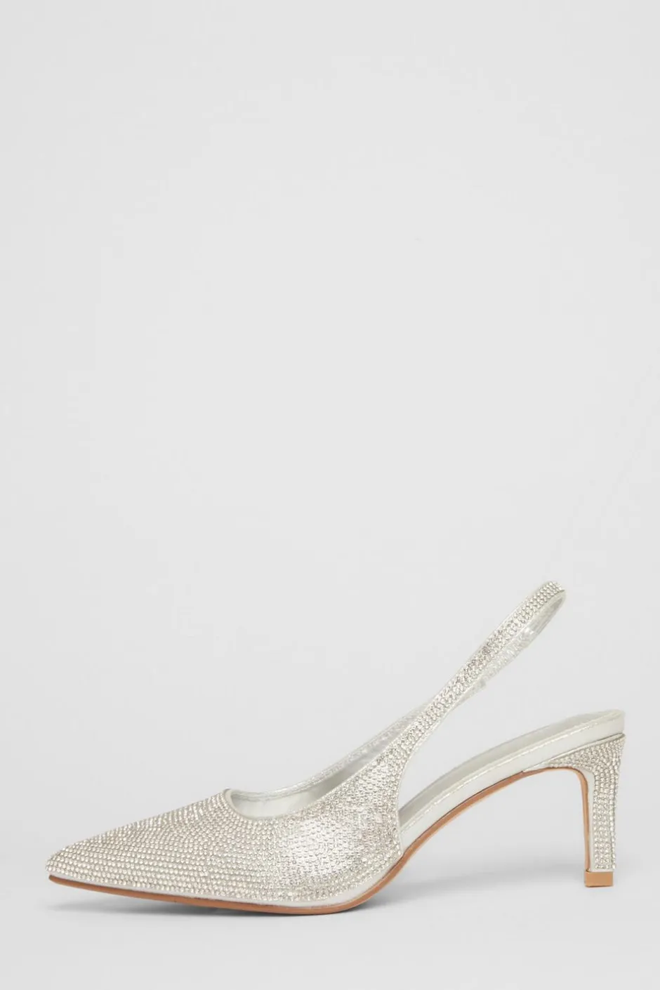 Quiz Diamante Sling Back Heels Silver Online