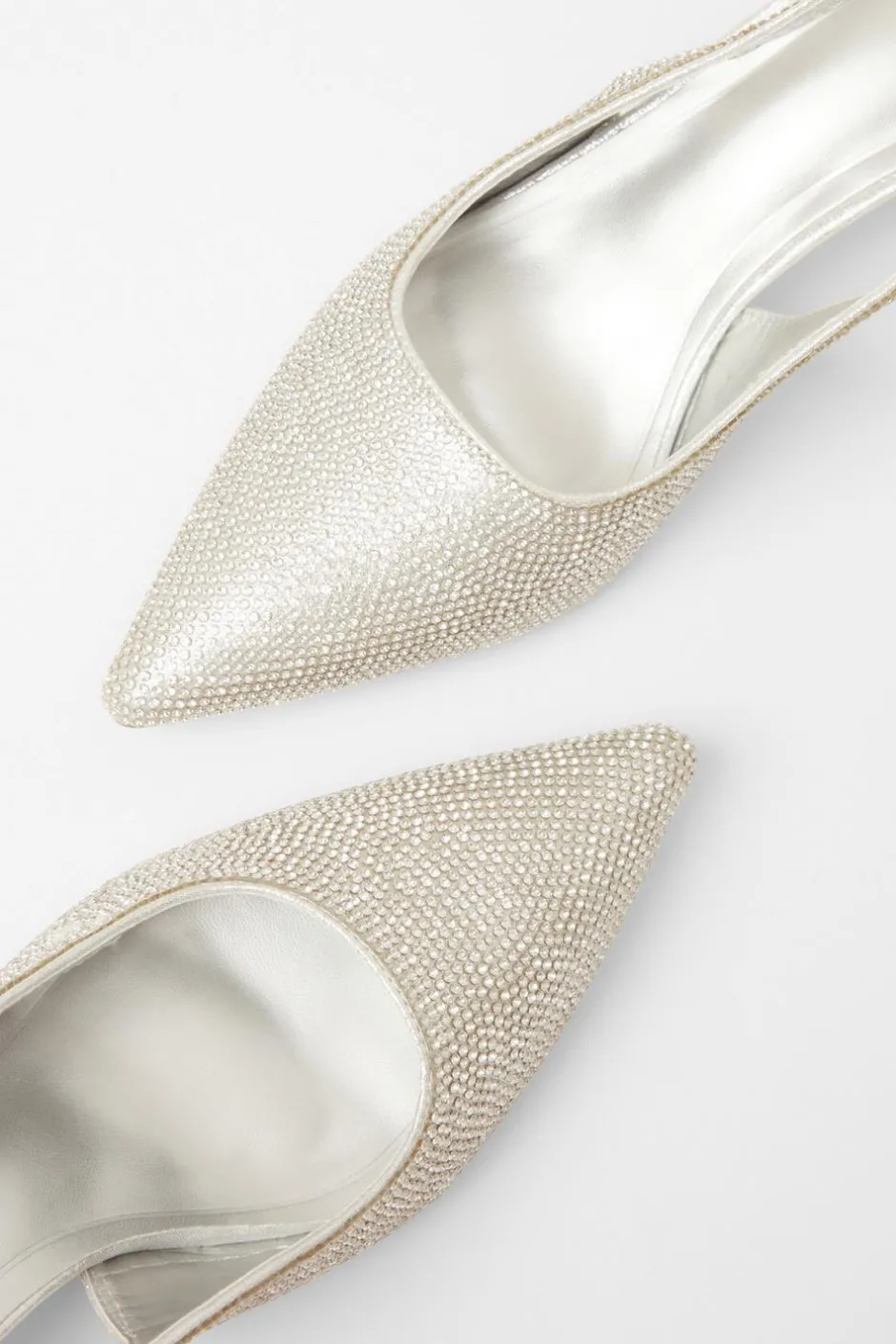 Quiz Diamante Sling Back Heels Silver Online