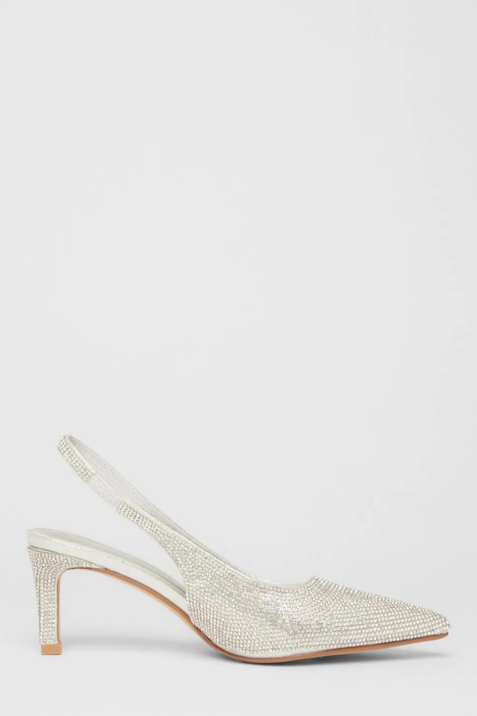 Quiz Diamante Sling Back Heels Silver Online