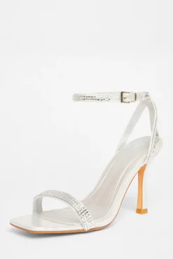 Quiz Diamante Strap Heels Silver