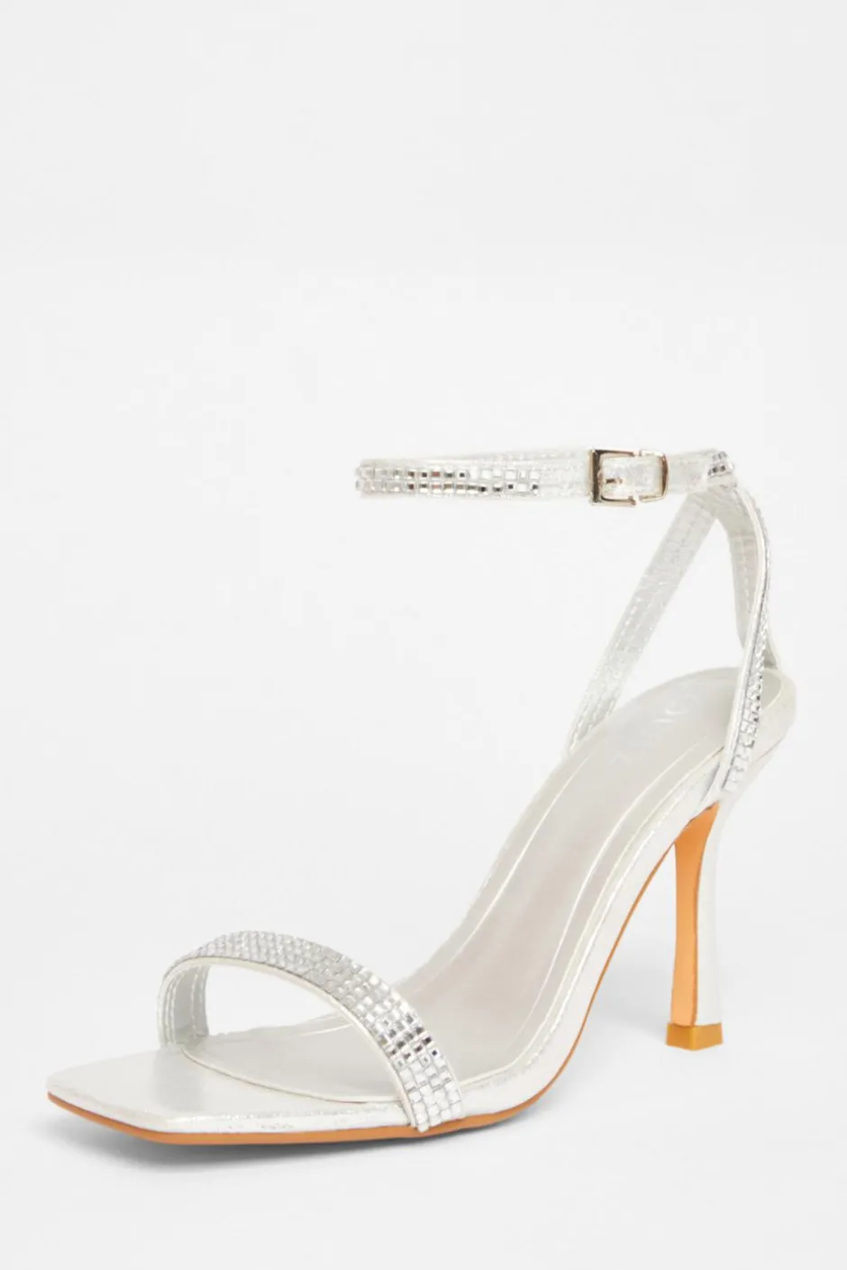 Quiz Diamante Strap Heels Silver