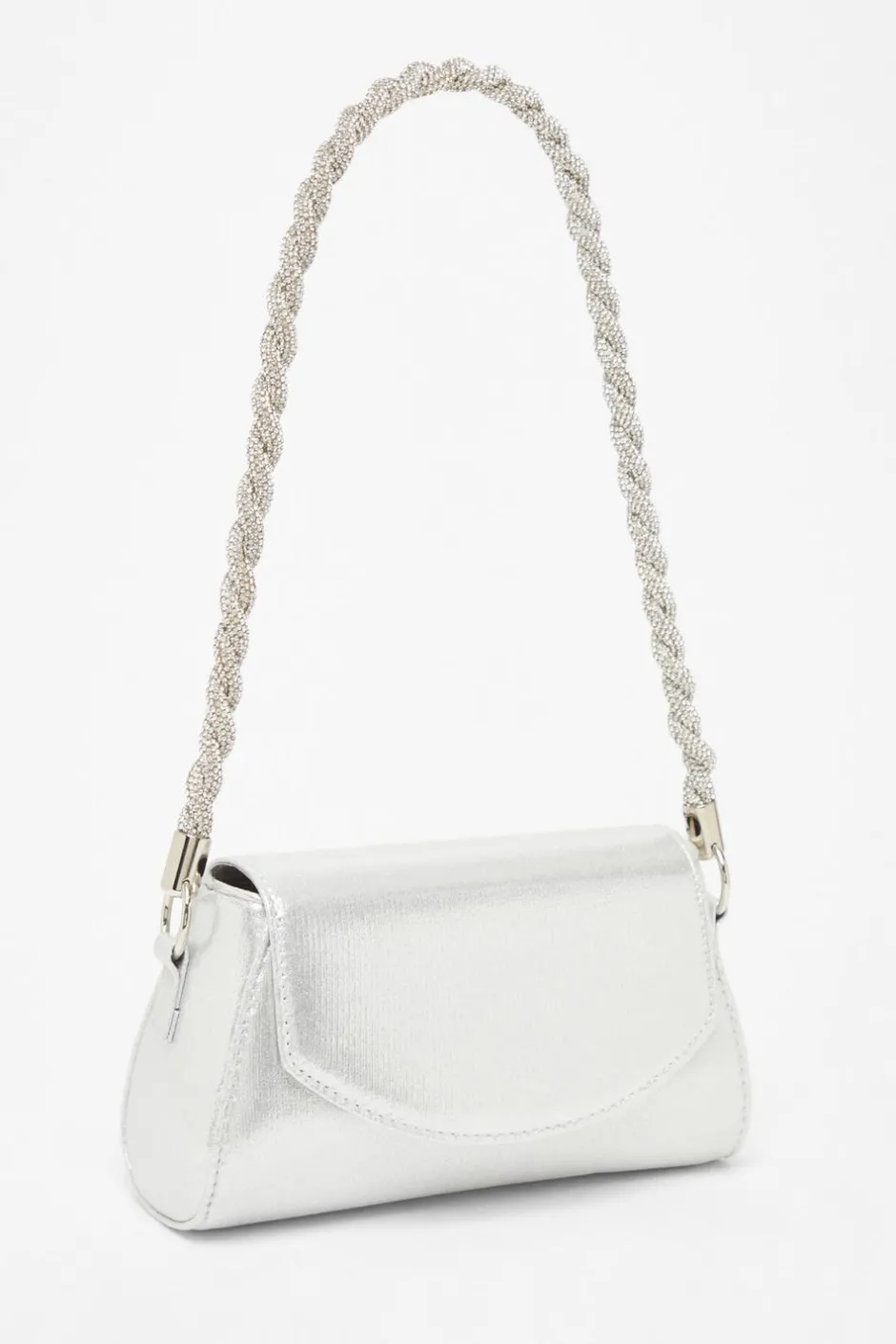 Quiz Silver Diamante Strap Shoulder Bag Clearance