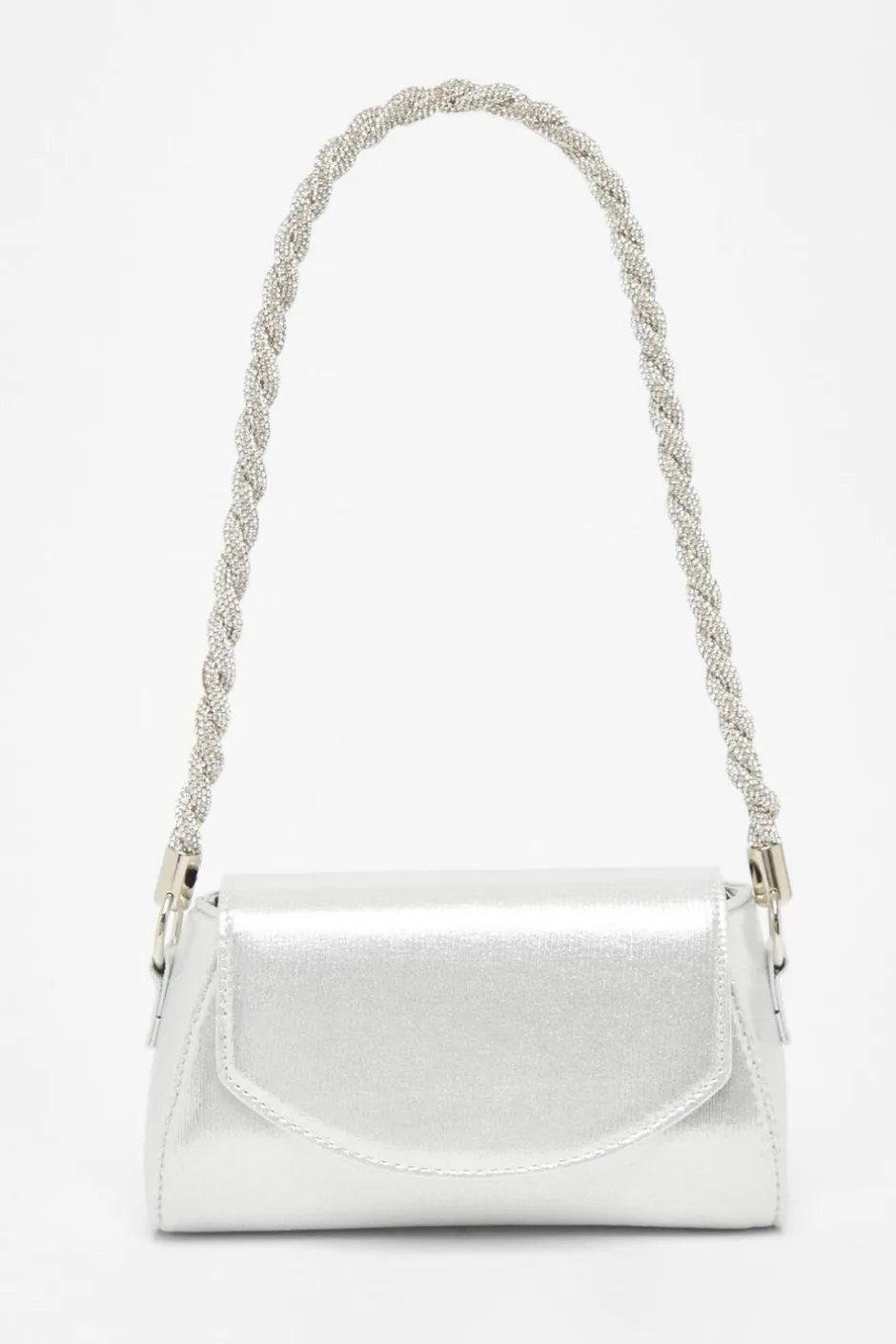 Quiz Silver Diamante Strap Shoulder Bag Clearance