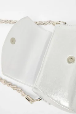Quiz Silver Diamante Strap Shoulder Bag Clearance