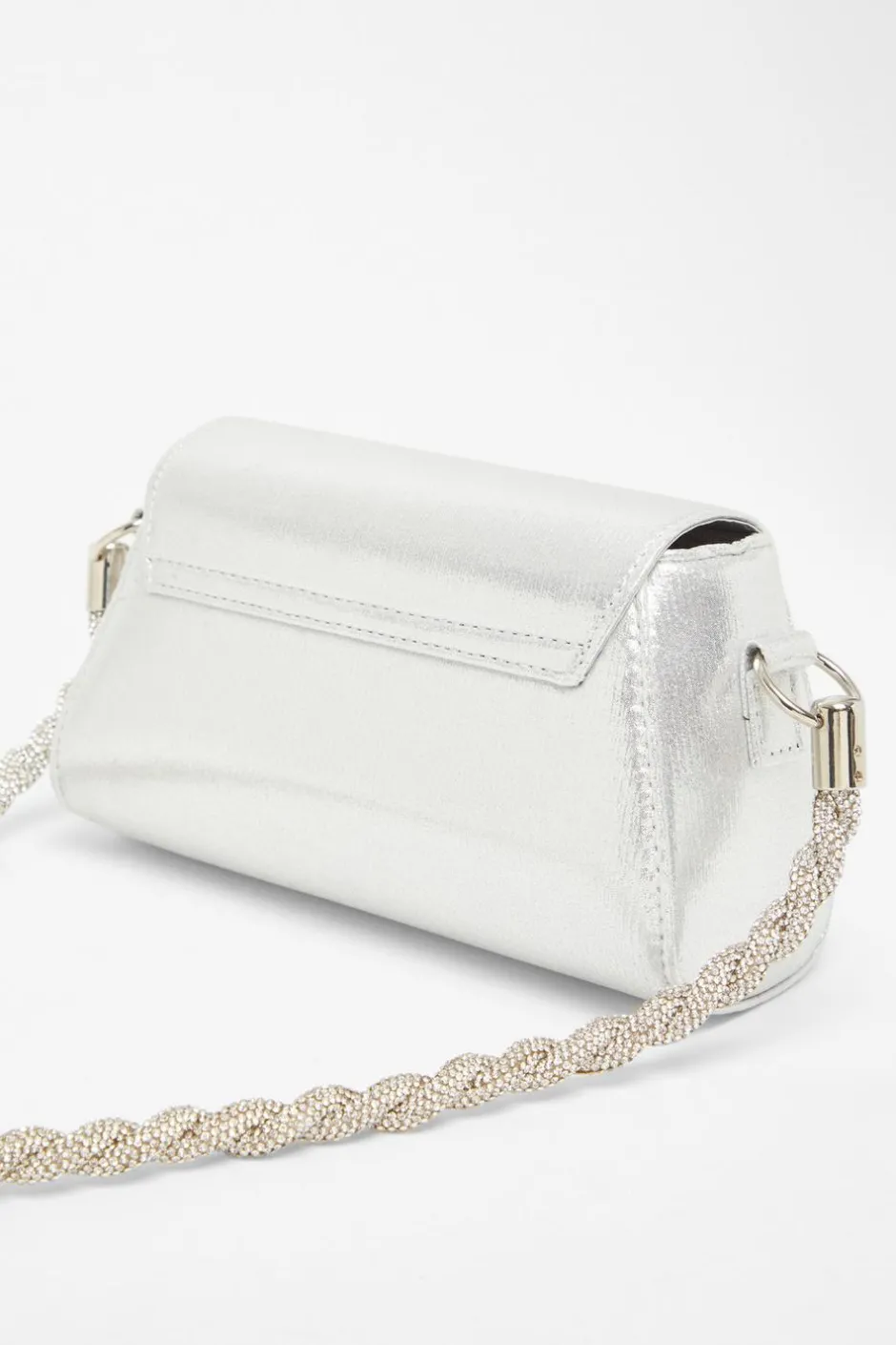 Quiz Silver Diamante Strap Shoulder Bag Clearance