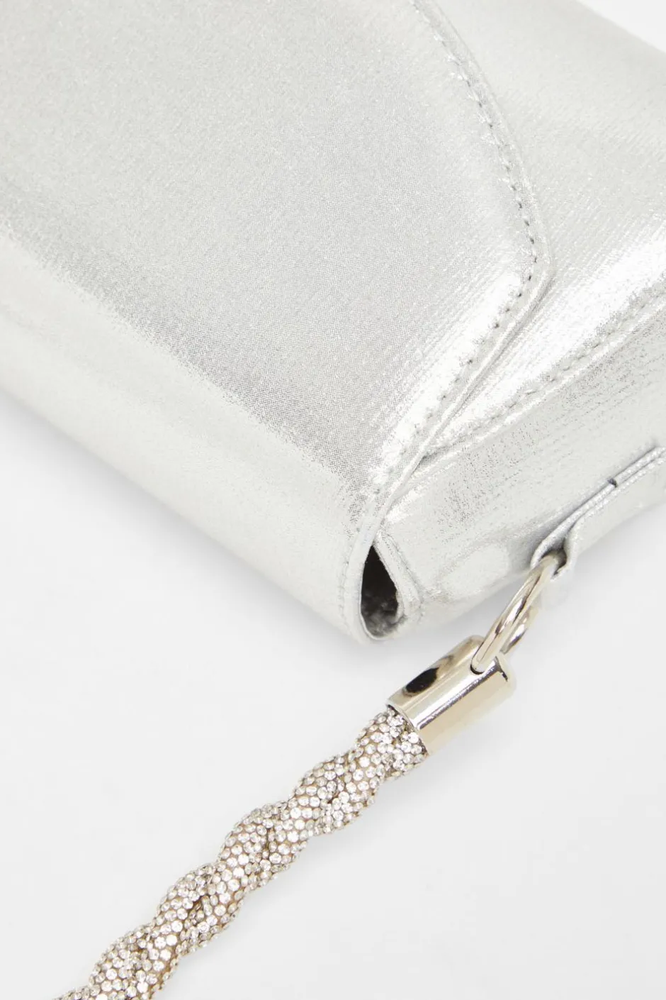Quiz Silver Diamante Strap Shoulder Bag Clearance