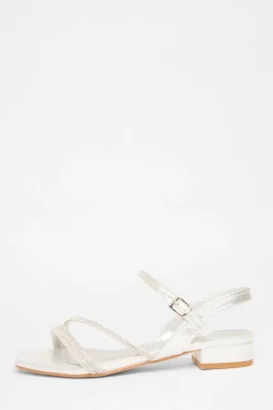 Quiz Diamante Strappy Sandals Silver