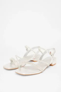 Quiz Diamante Strappy Sandals Silver