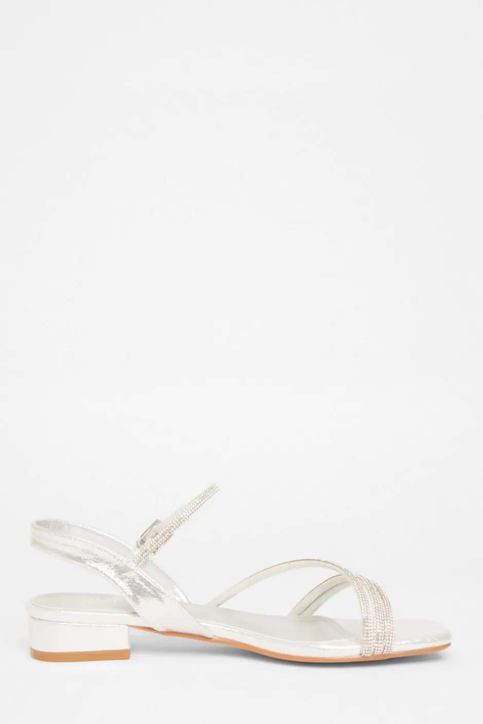 Quiz Diamante Strappy Sandals Silver