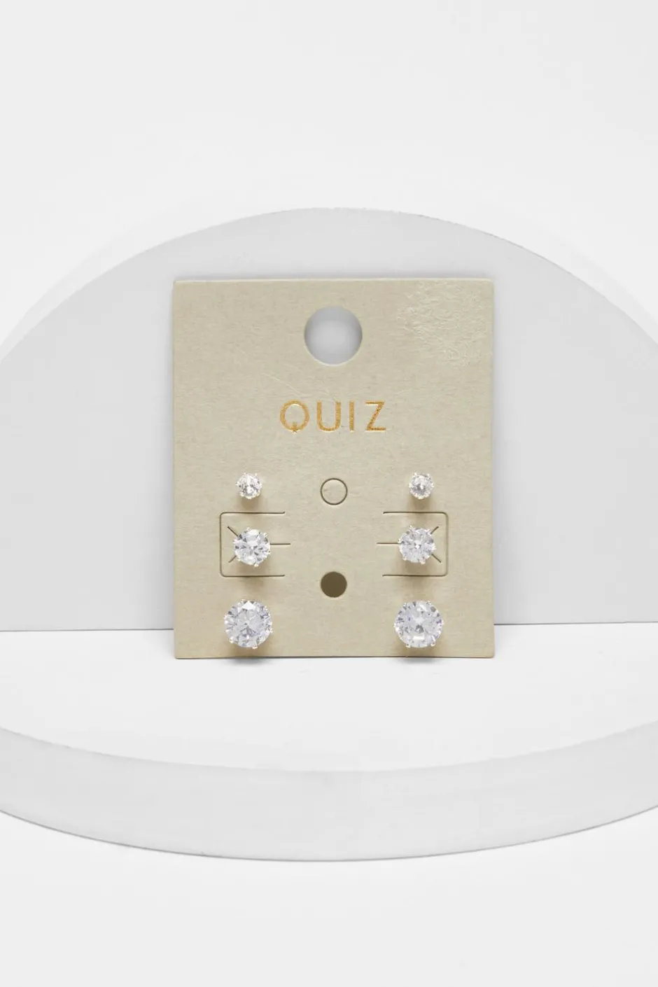 Quiz Silver Diamante Stud Earring Set Hot
