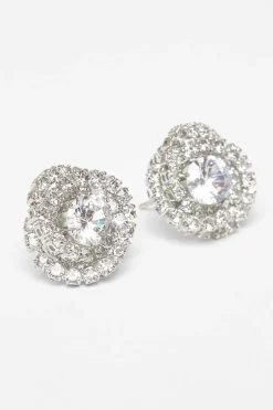 Quiz Diamante Swirl Earrings Silver Discount