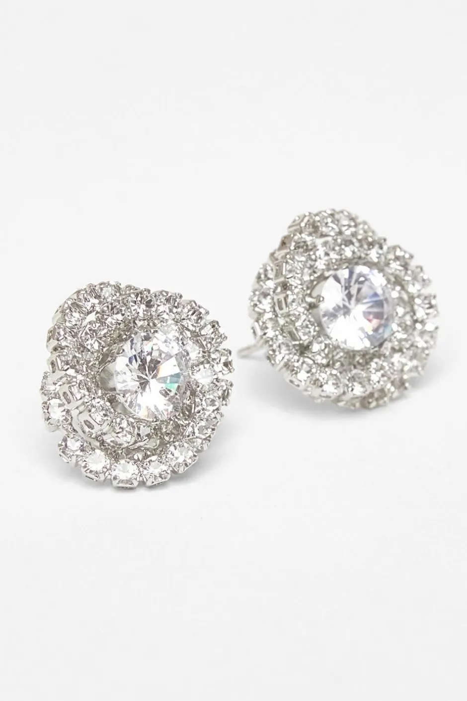 Quiz Diamante Swirl Earrings Silver Discount