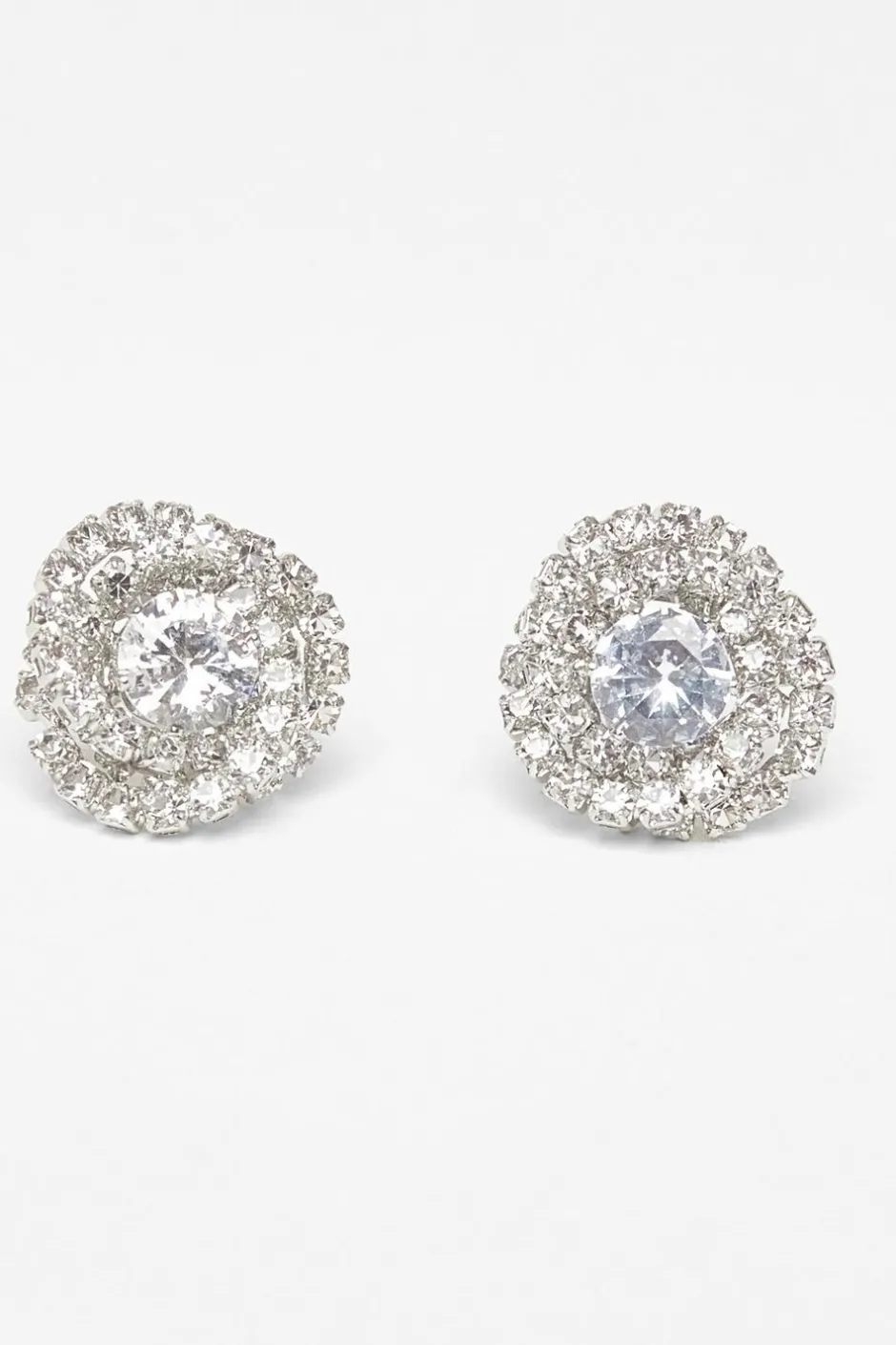 Quiz Diamante Swirl Earrings Silver Discount