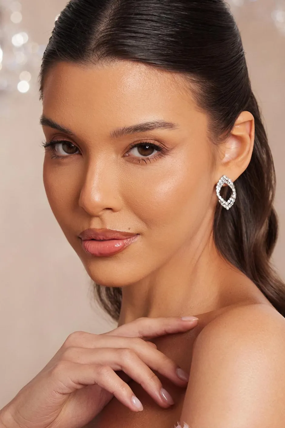 Quiz Silver Diamante Tear Drop Earrings Best