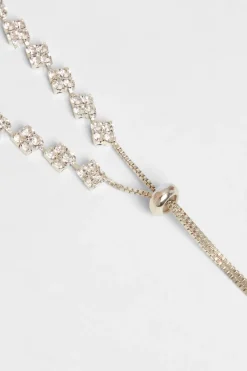 Quiz Silver Diamante Toggle Bracelet Clearance